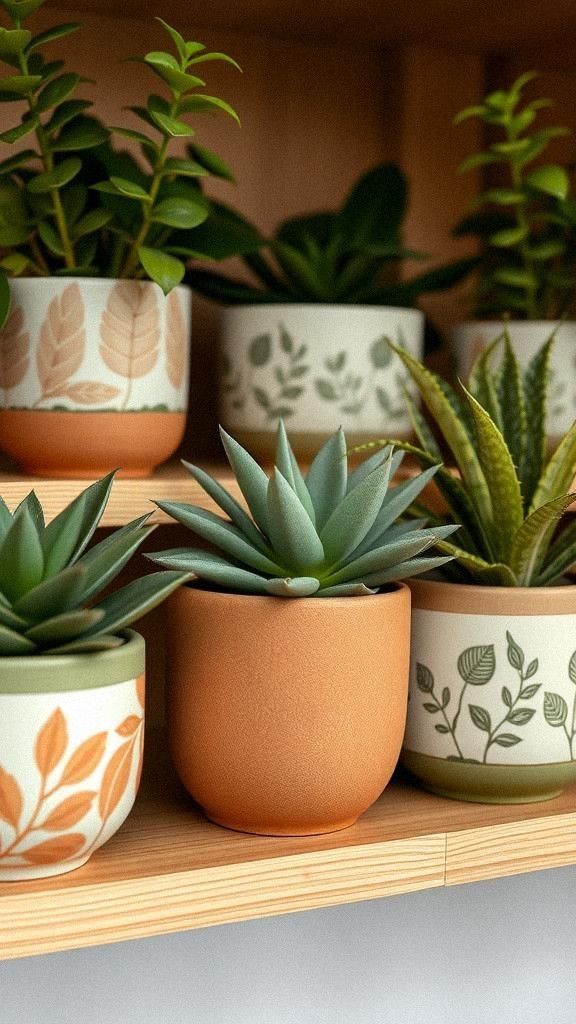 Botanical-Themed Ceramic Plant Pots