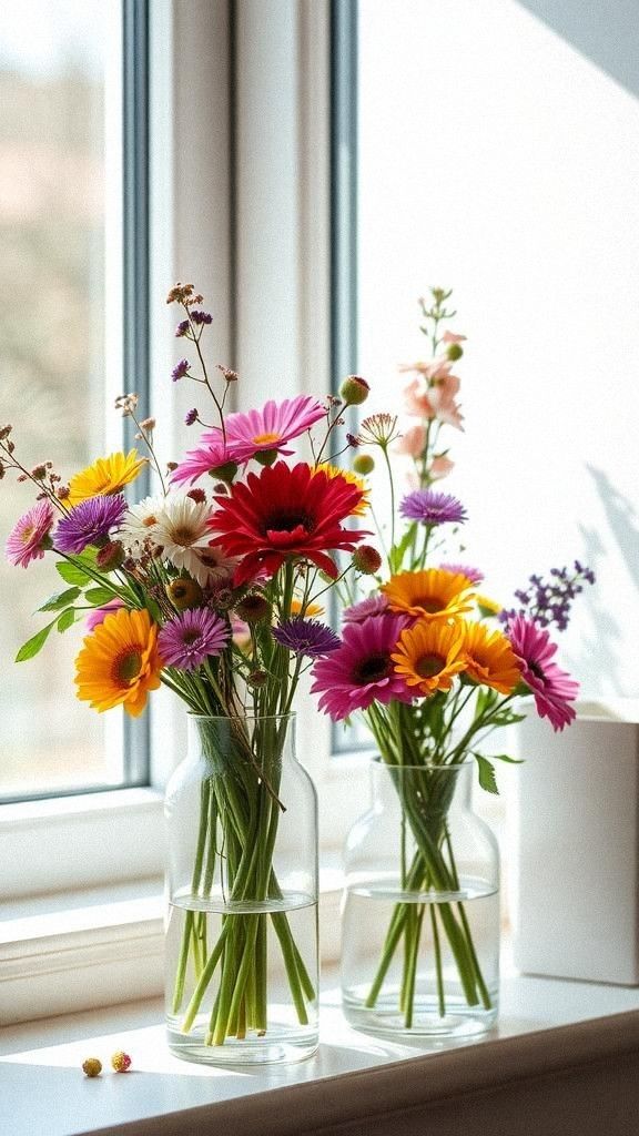 Glass Vase Arrangements With Wildflowers