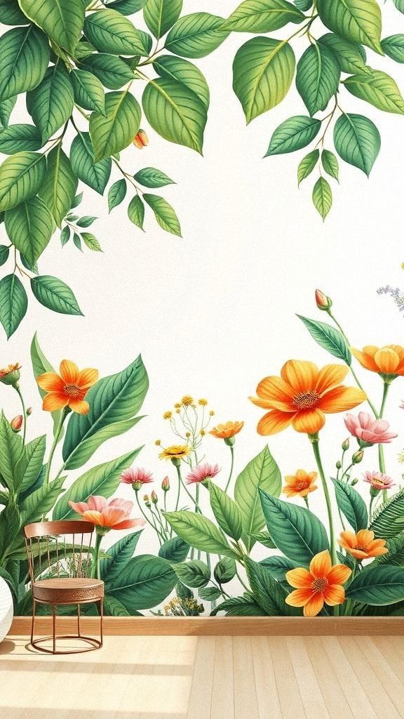 Hand-Painted Botanical Wall Murals