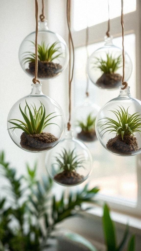 Hanging Glass Globes Filled With Air Plants
