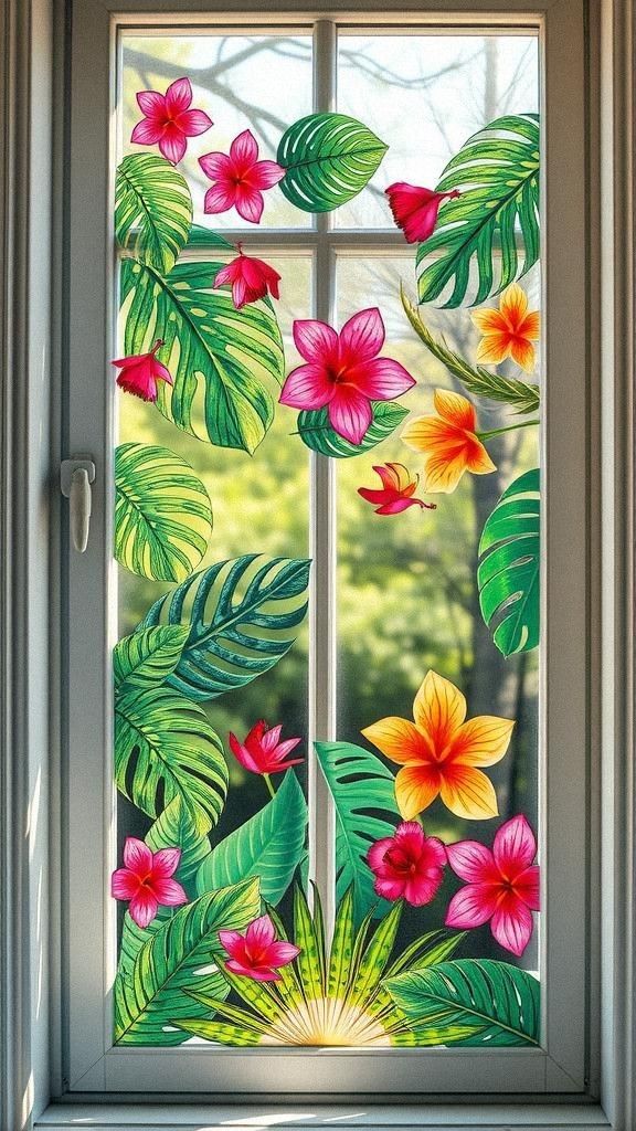 Window Clings Depicting Vibrant Botanical Scenes