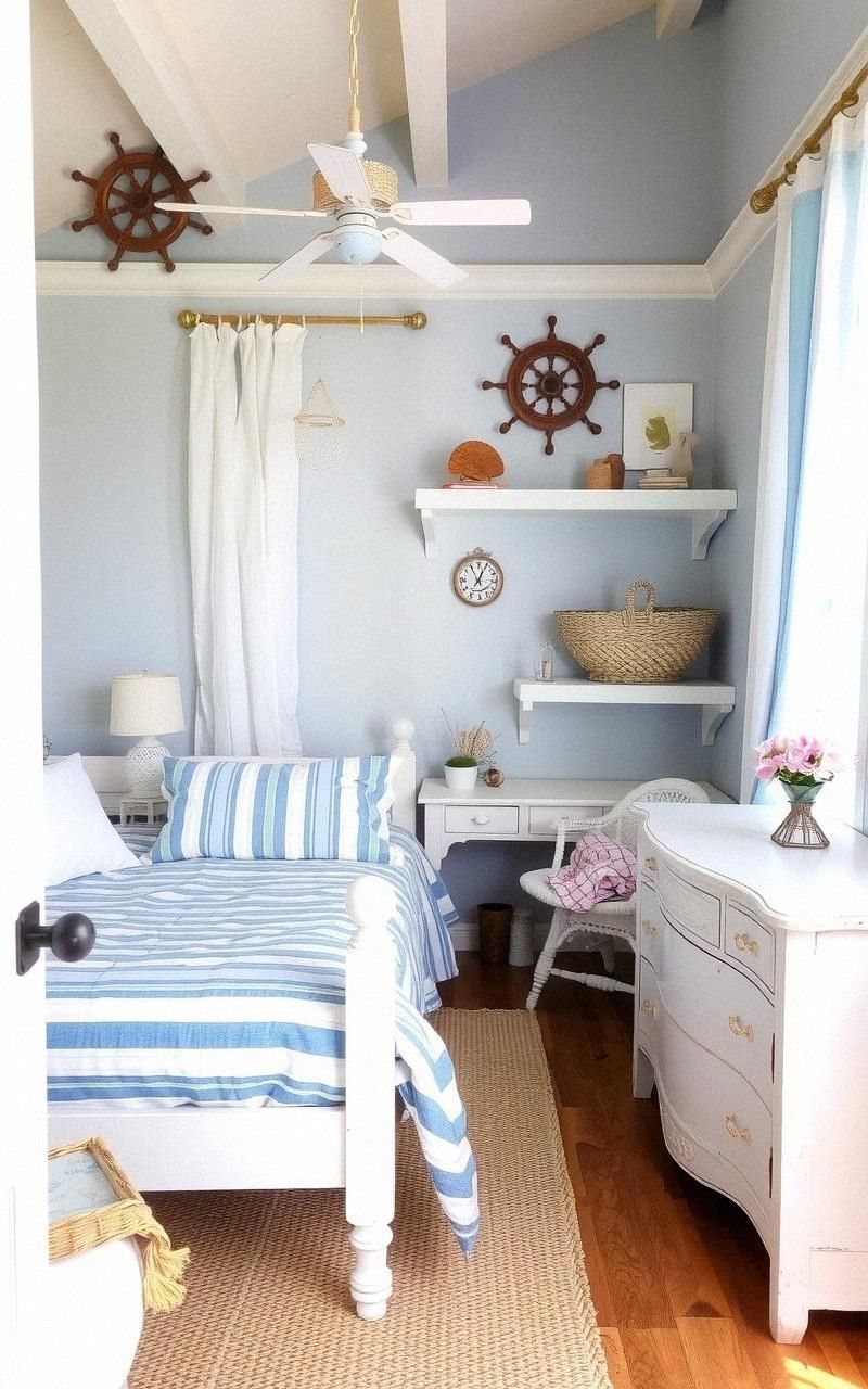 Coastal Vintage Bedroom with Nautical Touches