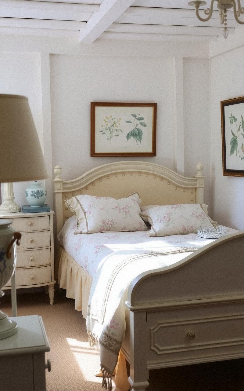 Cozy Cottage Vintage Bedroom with Soft Pastels