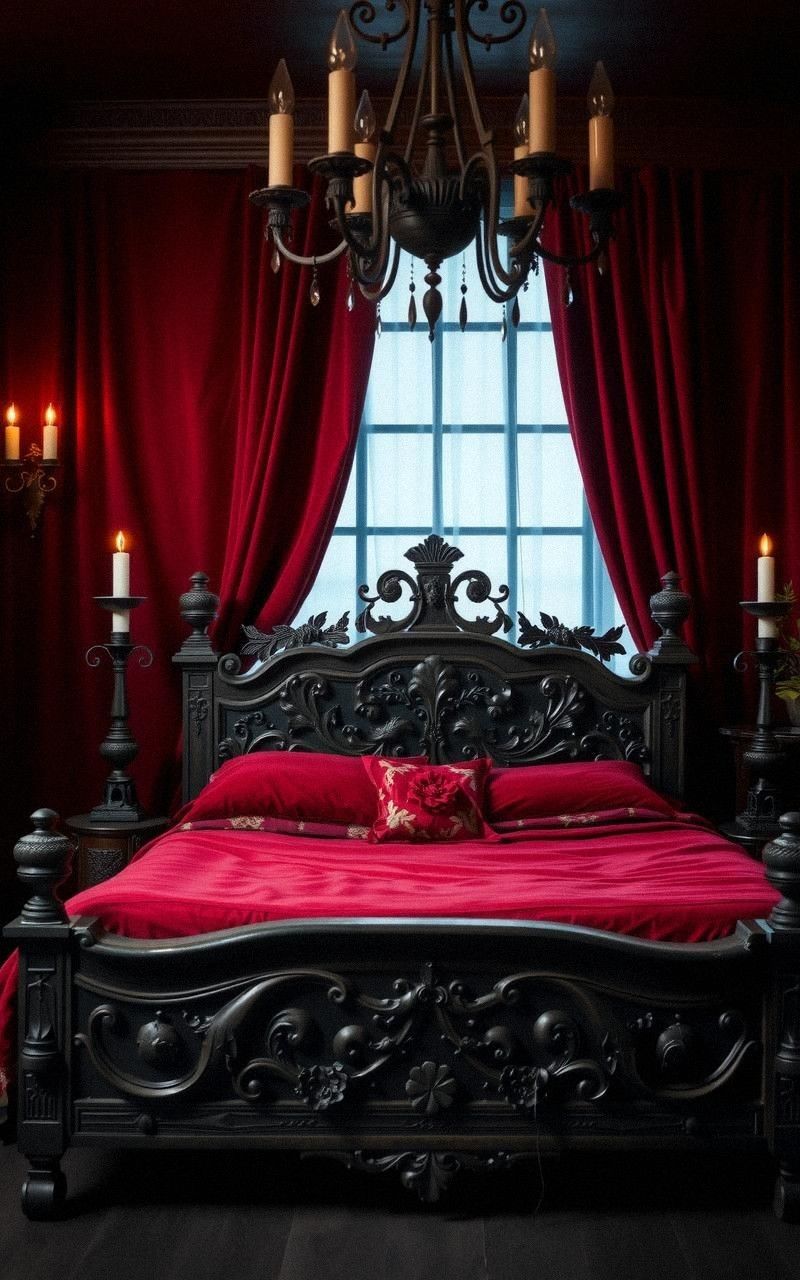 Gothic Vintage Bedroom with Dark Romantic Flair