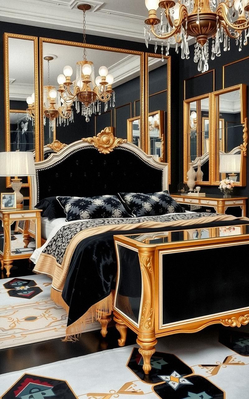 Hollywood Regency Vintage Bedroom with Glam Touches