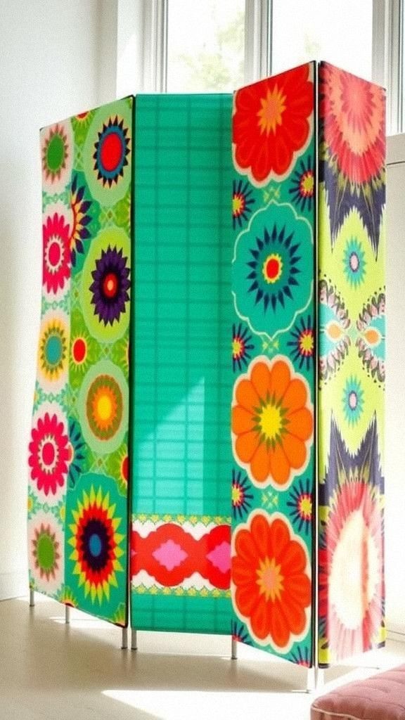 Fabric Panel Screen With Vibrant Patterns