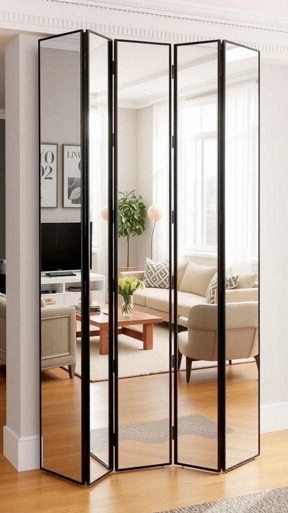 Mirrored Panel Divider To Enhance Light