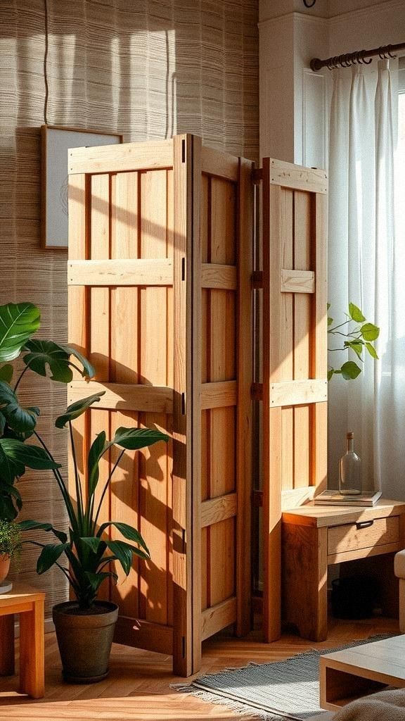 Rustic Wooden Pallet Room Divider For Warmth