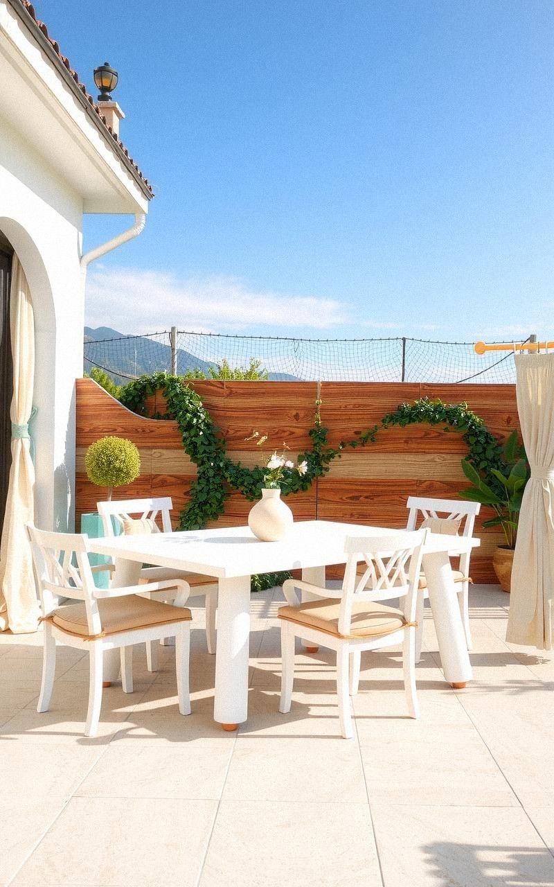 Bright And Airy White Outdoor Dining Setup