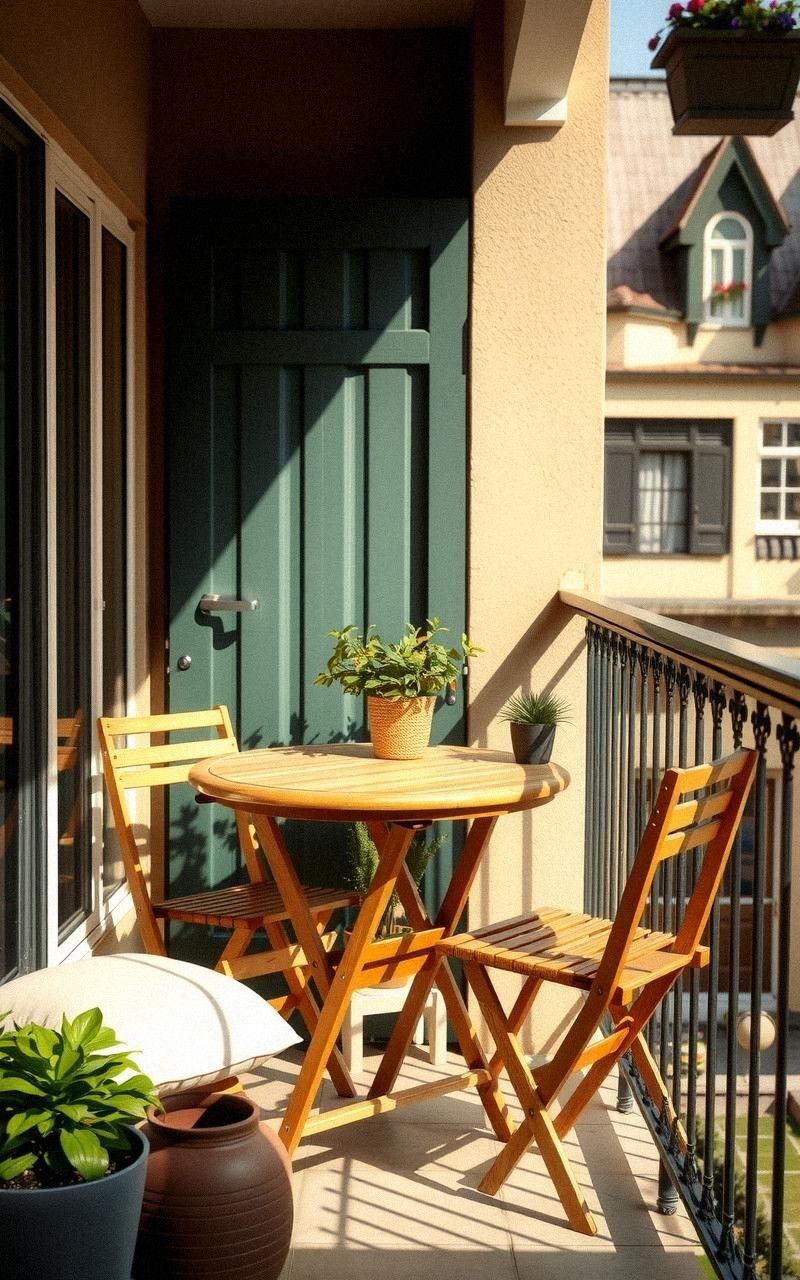 Compact Balcony Dining With Foldable Furniture