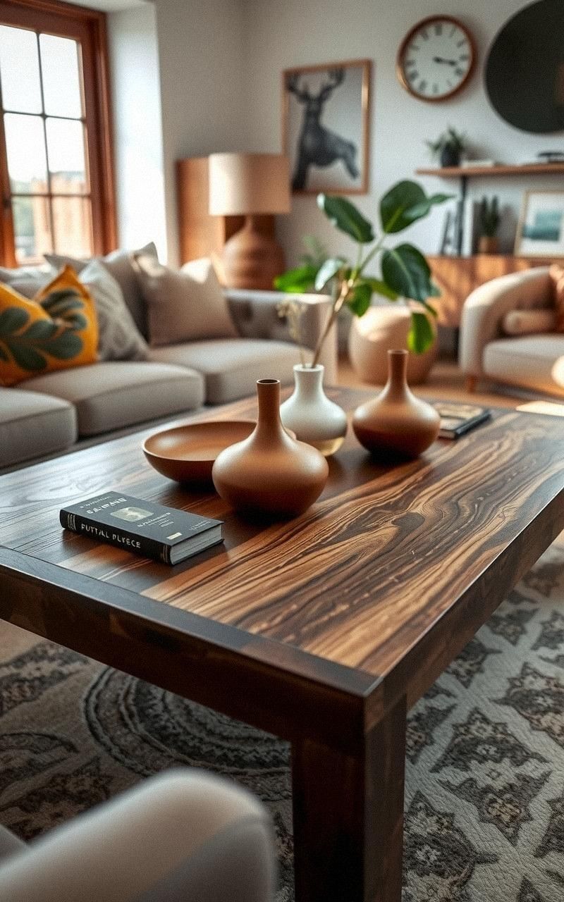 Accent Coffee Tables with Brass Inlays