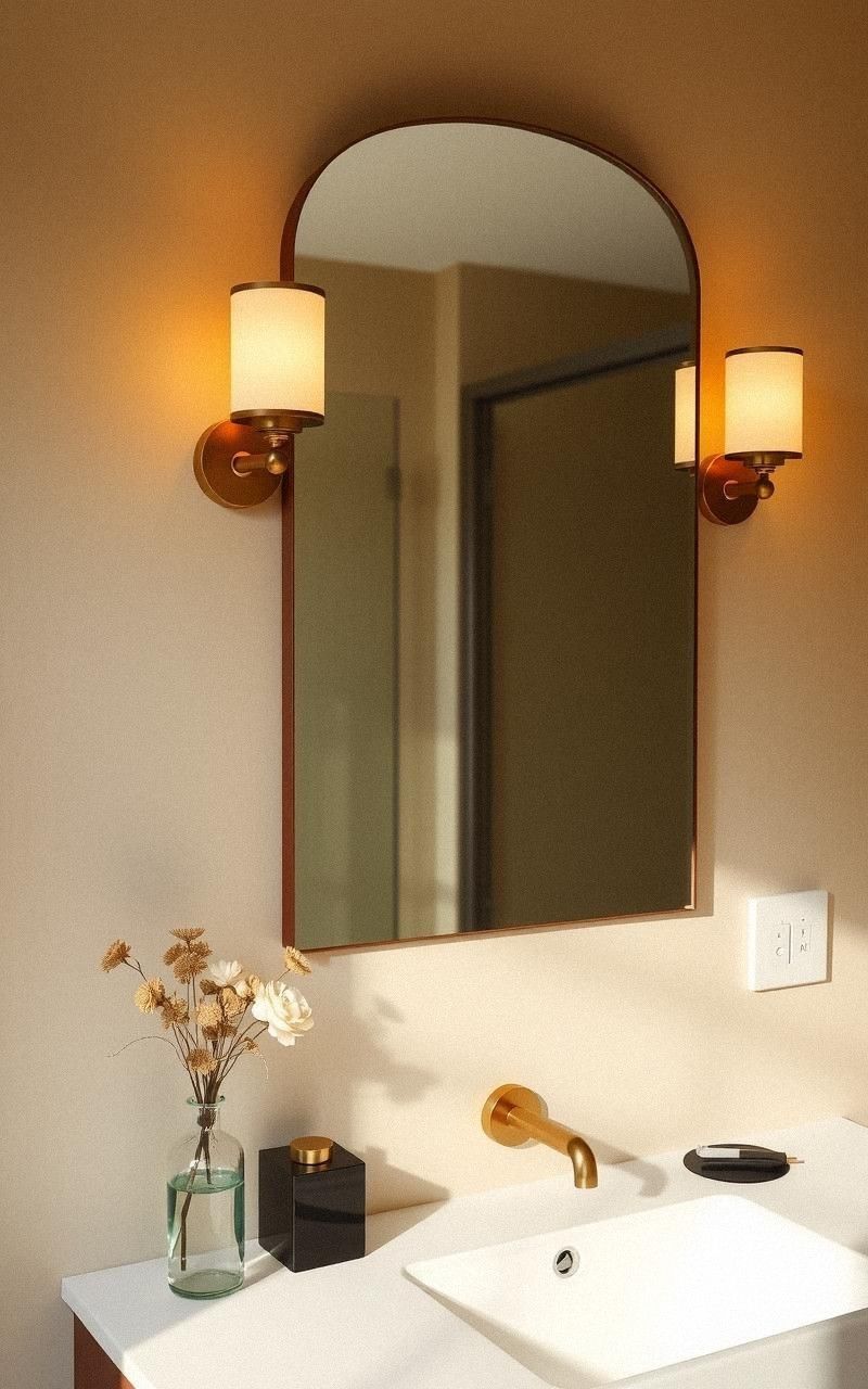Enhance Mirrors with Brass Accent Lighting