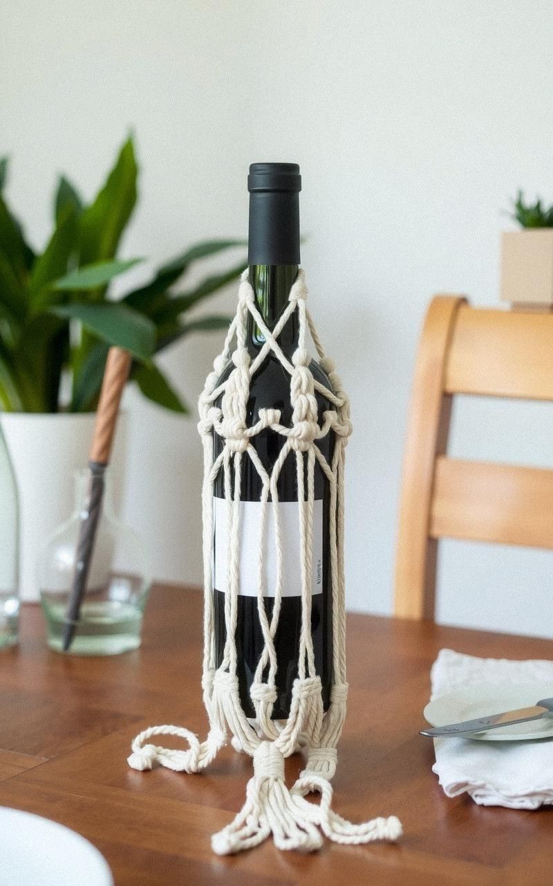 Chic Macramé Wine Bottle Holder For Entertaining