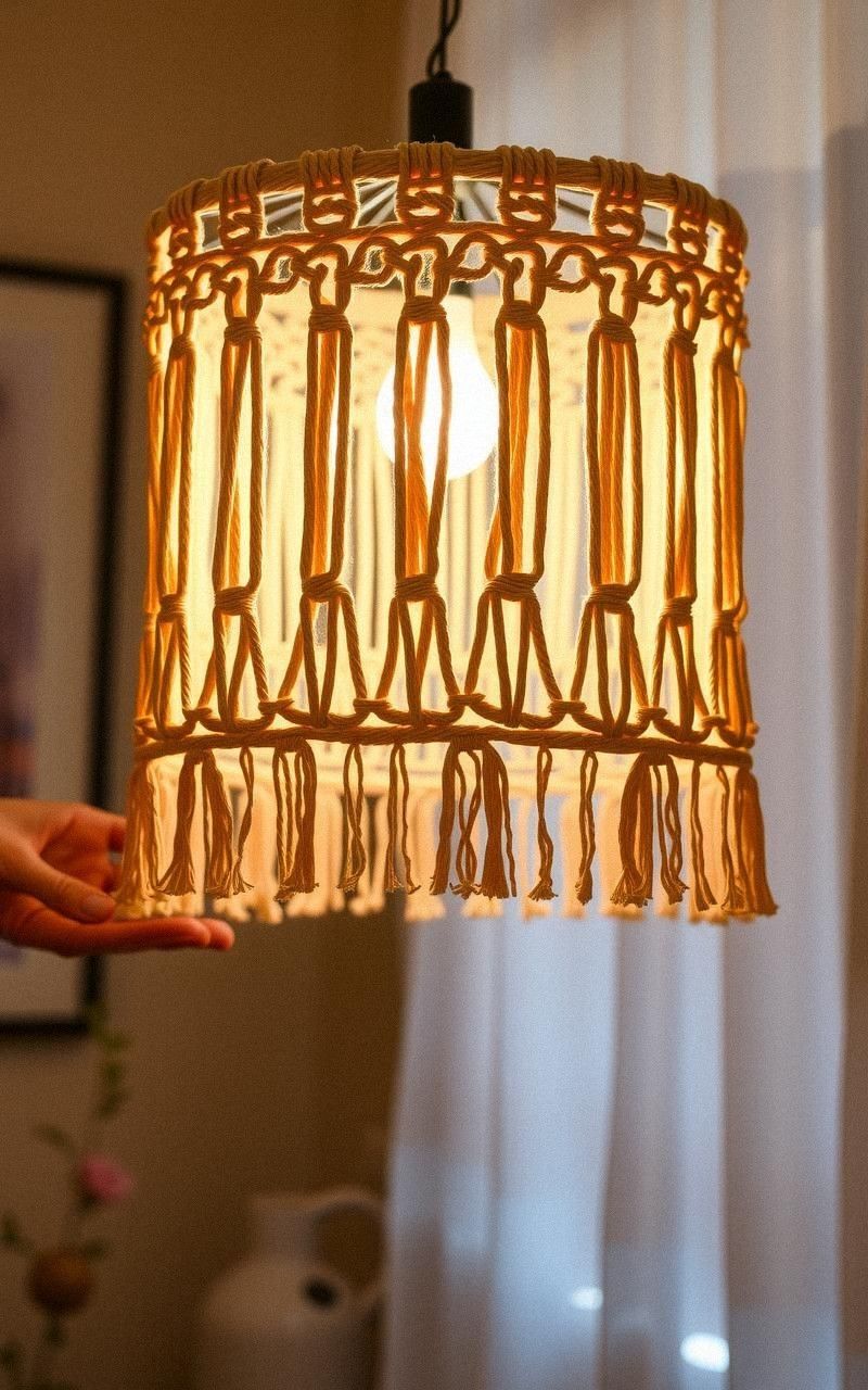 Intricate Macramé Lampshade Cover For Ambient Light