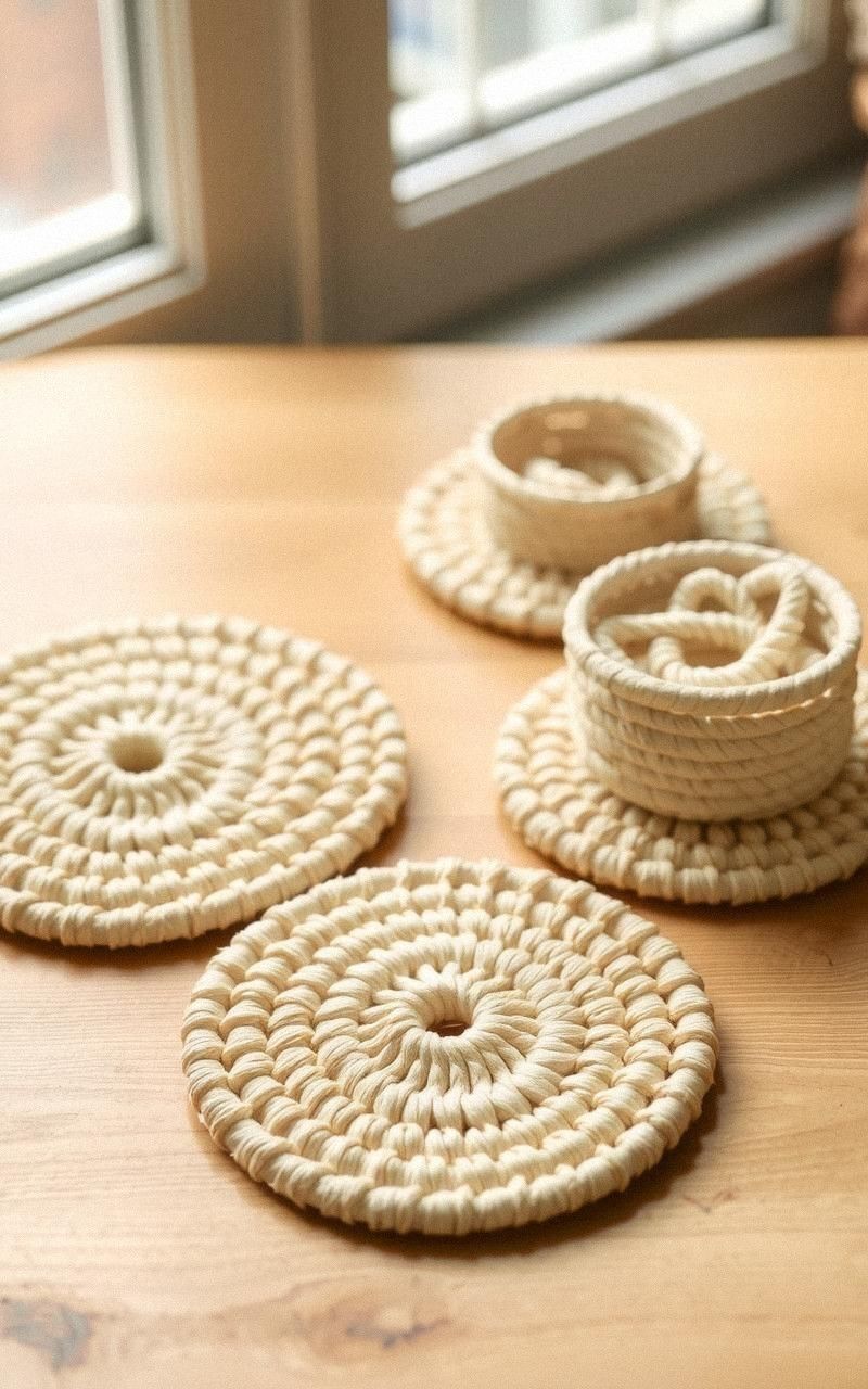 Modern Macramé Coasters For Tables And Drinks