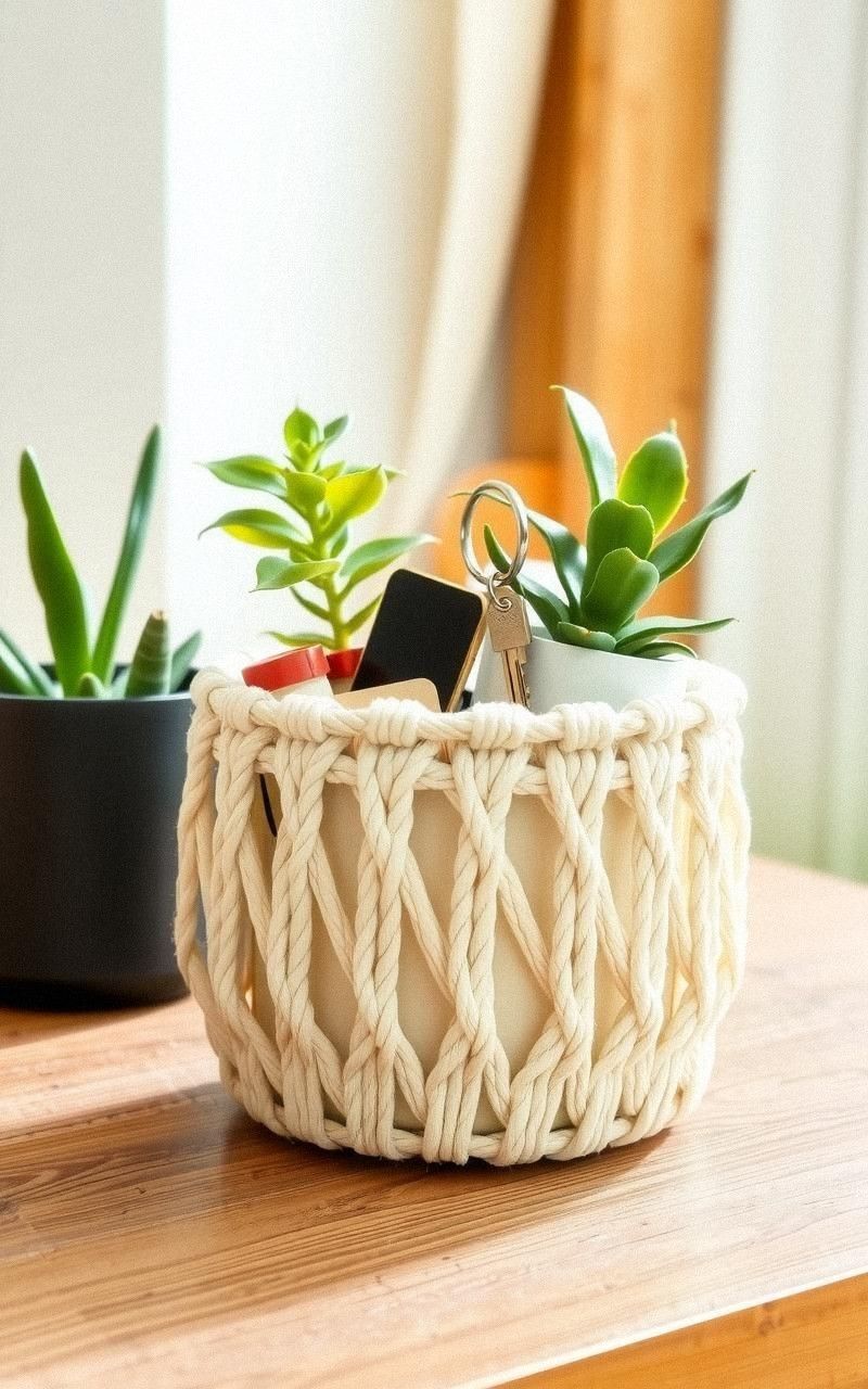 Natural Macramé Basket For Organizing Essentials