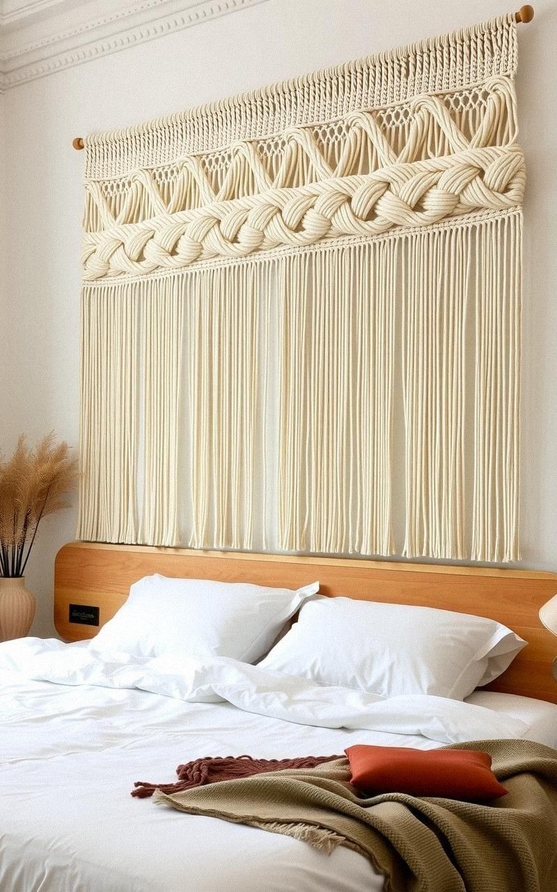 Textured Macramé Headboard For Bedroom Statement