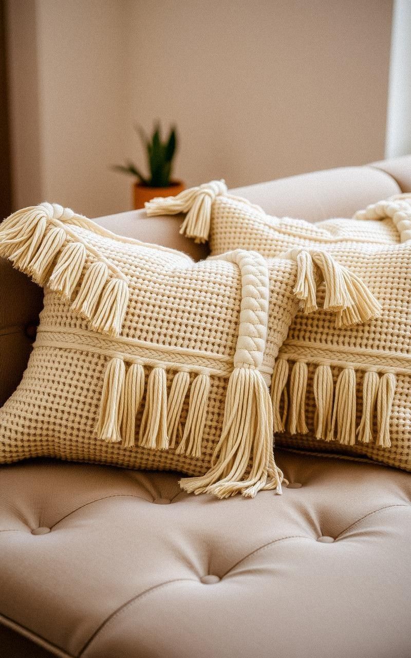 Textured Macramé Pillow Covers For Cozy Sofas