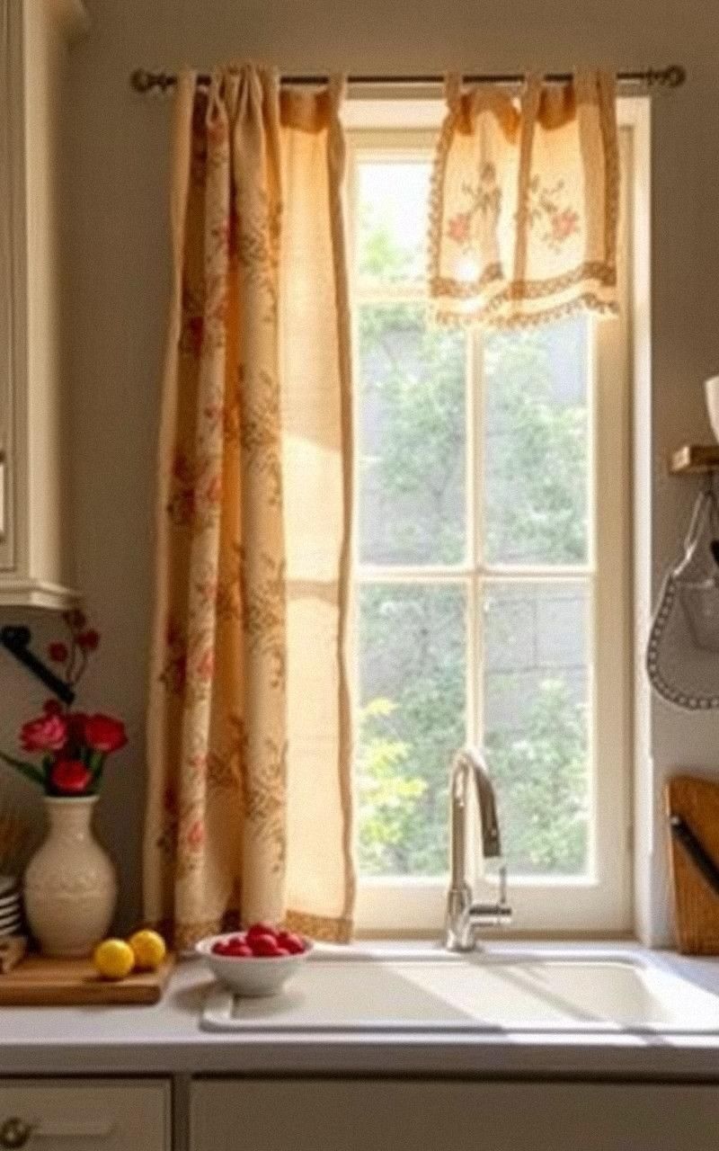 Soft Linen Curtains With Floral Motifs