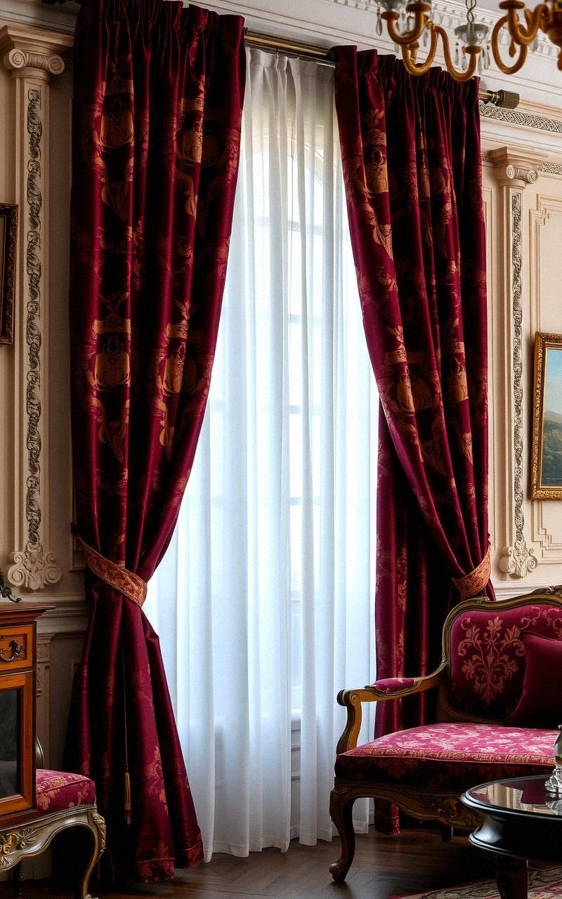 Rich Brocade Curtains for Regal Charm