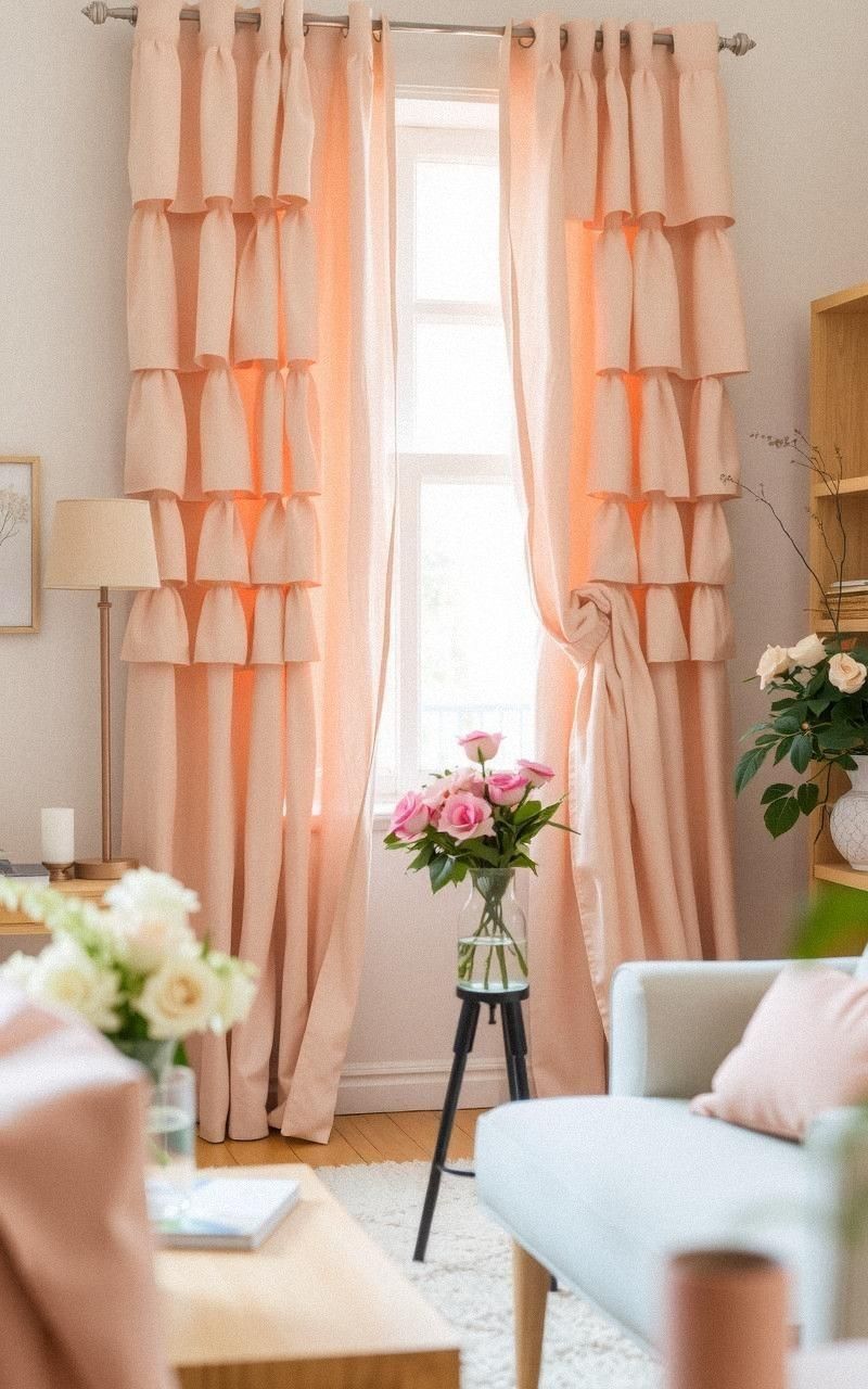 Ruffled Curtains for Romantic and Soft Accents
