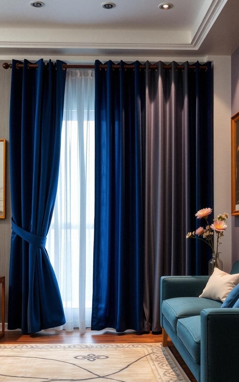 Silk Velvet Combo Curtains for Textural Contrast