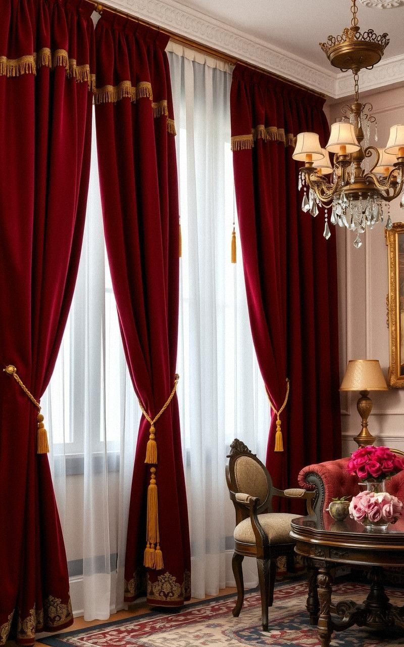 Velvet Curtains with Tassel Trim for Vintage Glamour