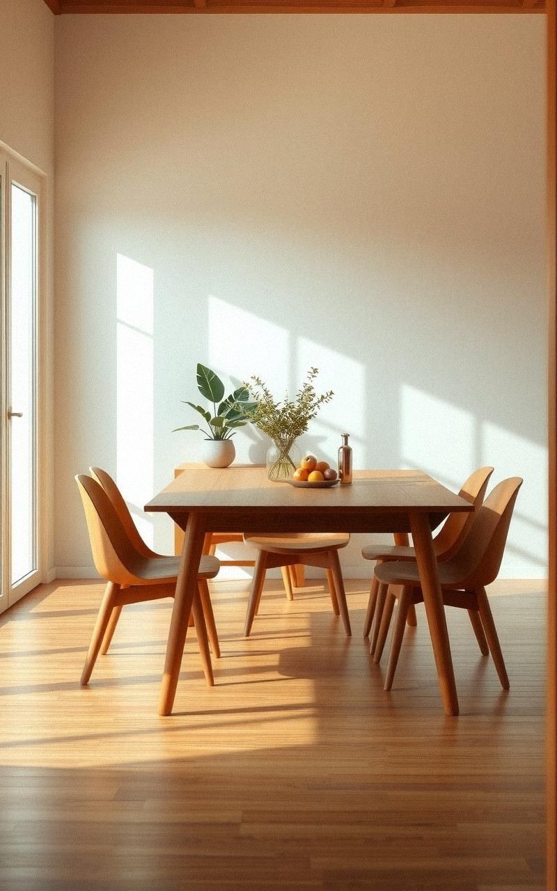 Classic Teak Wood Dining Table With Sleek Chairs