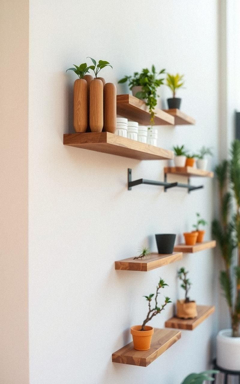 Floating Shelves For Minimal Plant Display