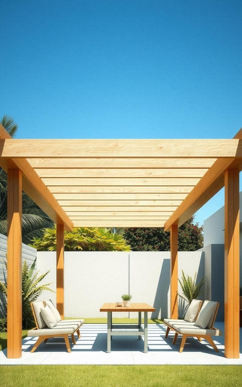Minimalist Pergola With Open Roof Design
