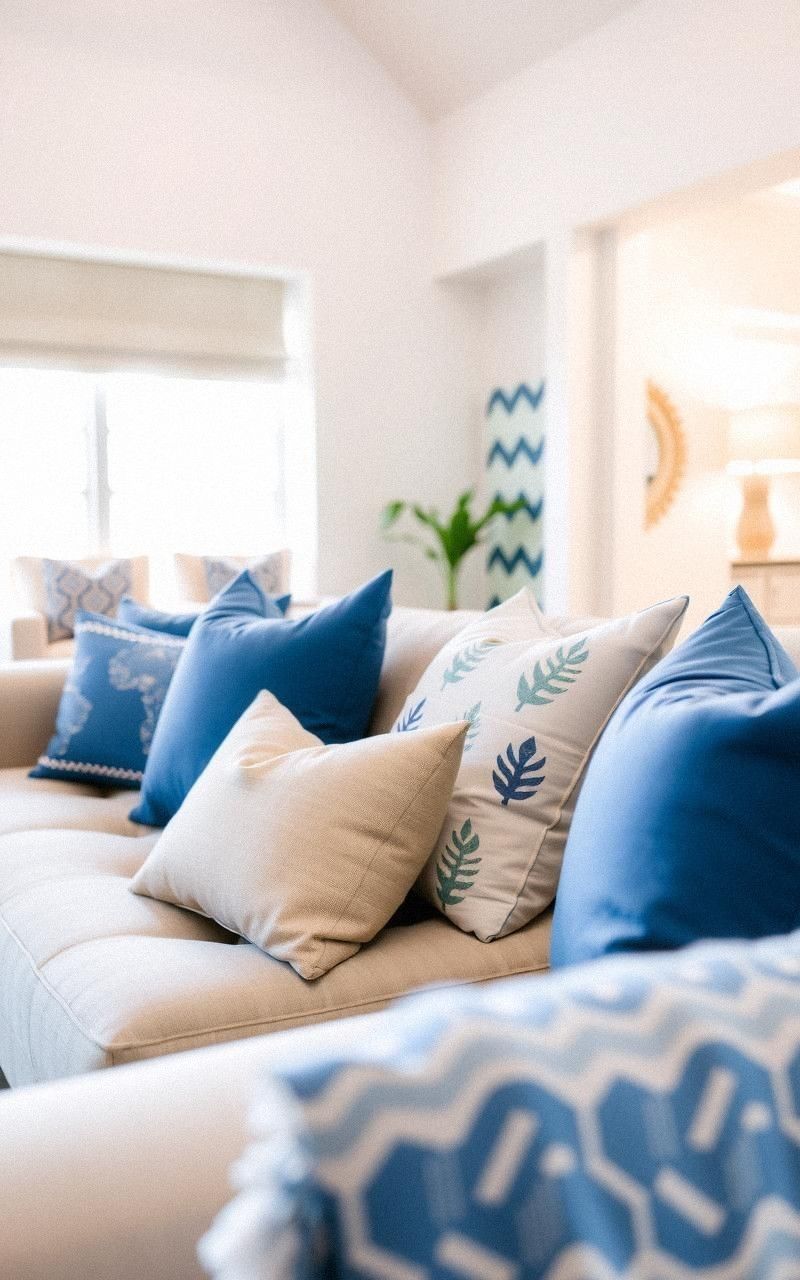 Add Coastal-Inspired Throw Pillows for Comfort