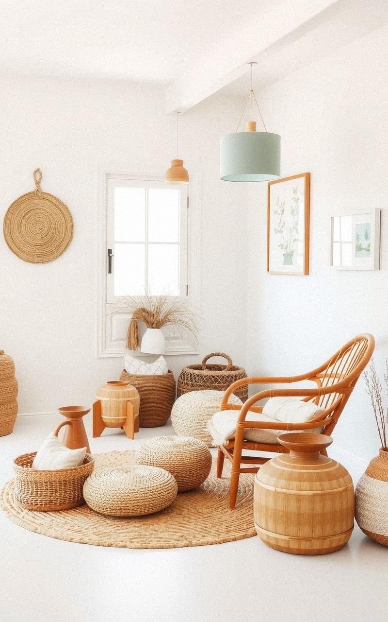Incorporate Natural Textures Like Rattan and Jute