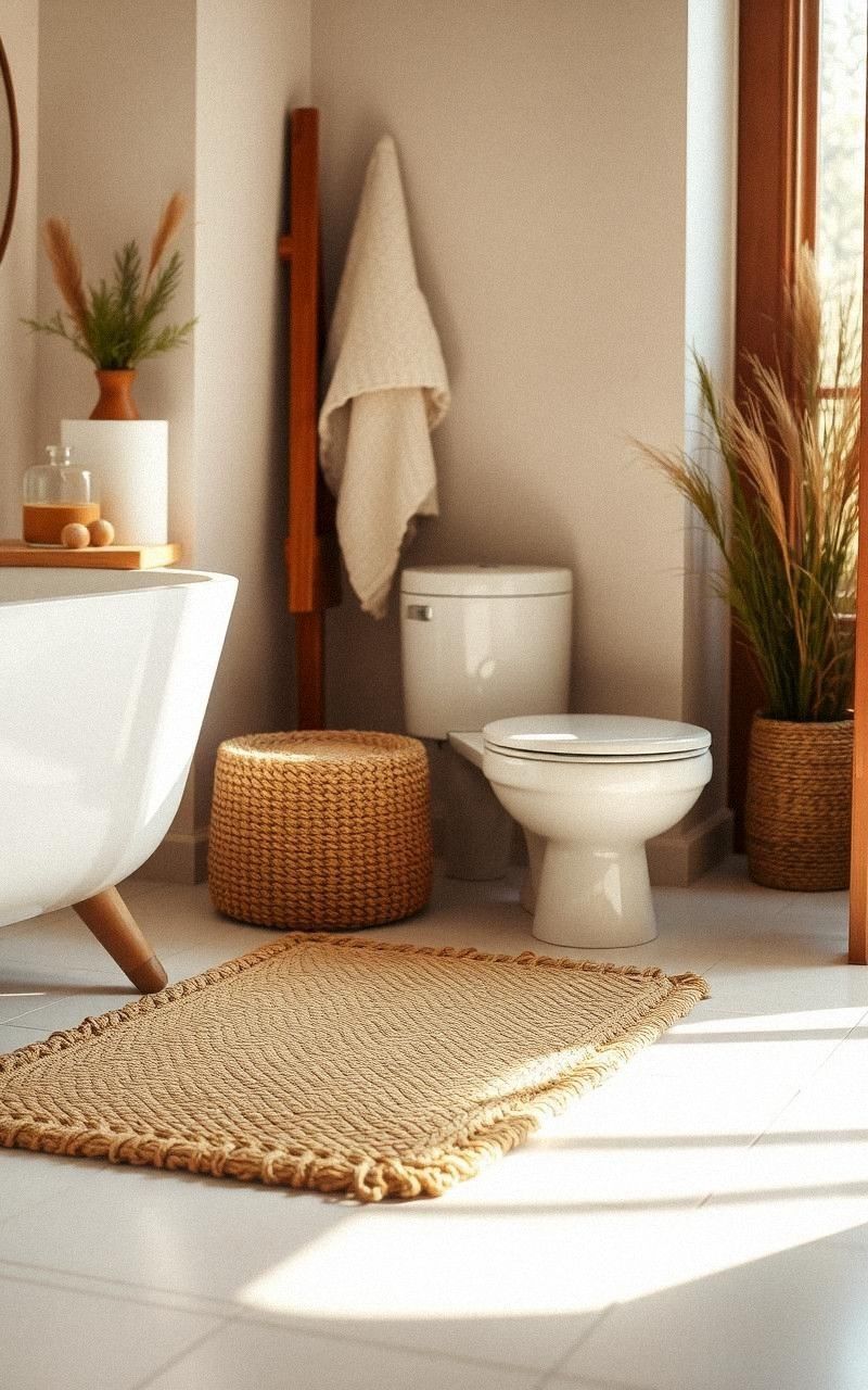 Jute Bath Mats for Earthy Texture