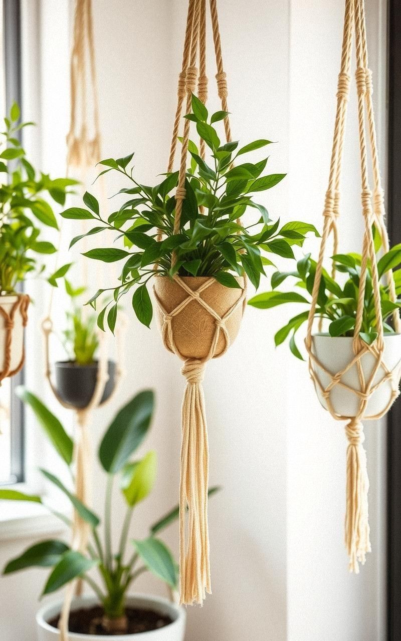 Hang Macrame Plant Holders With Greenery