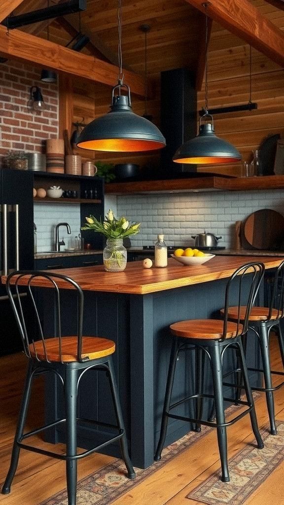 Use Industrial-Style Bar Stools For Seating