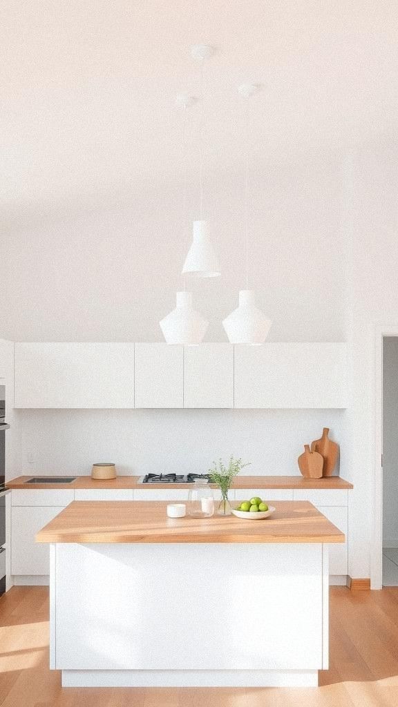 Minimalist Pendant Lighting Over Kitchen Island