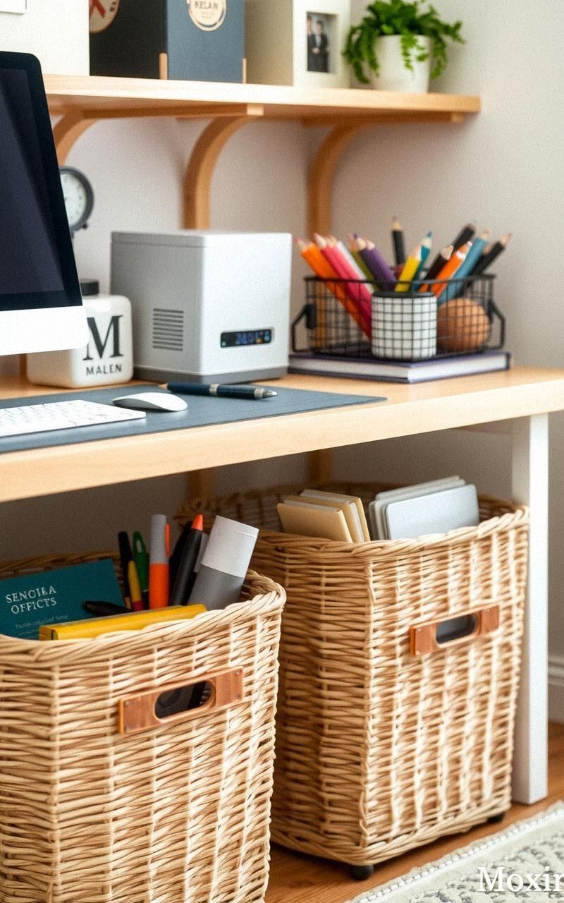 Under-Desk Storage Baskets For Extra Organization