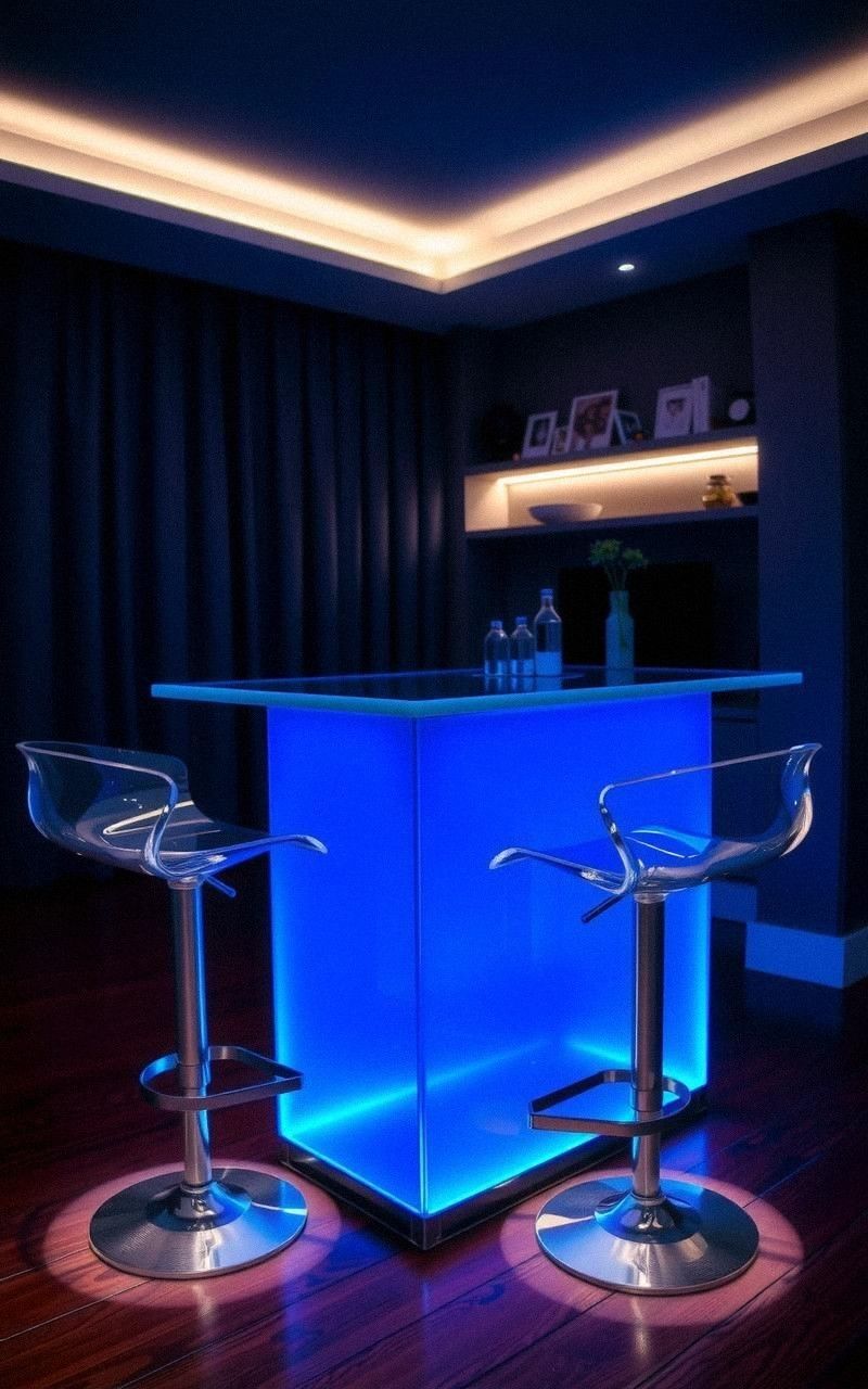 Chic Glass Bar Top With LED Lighting