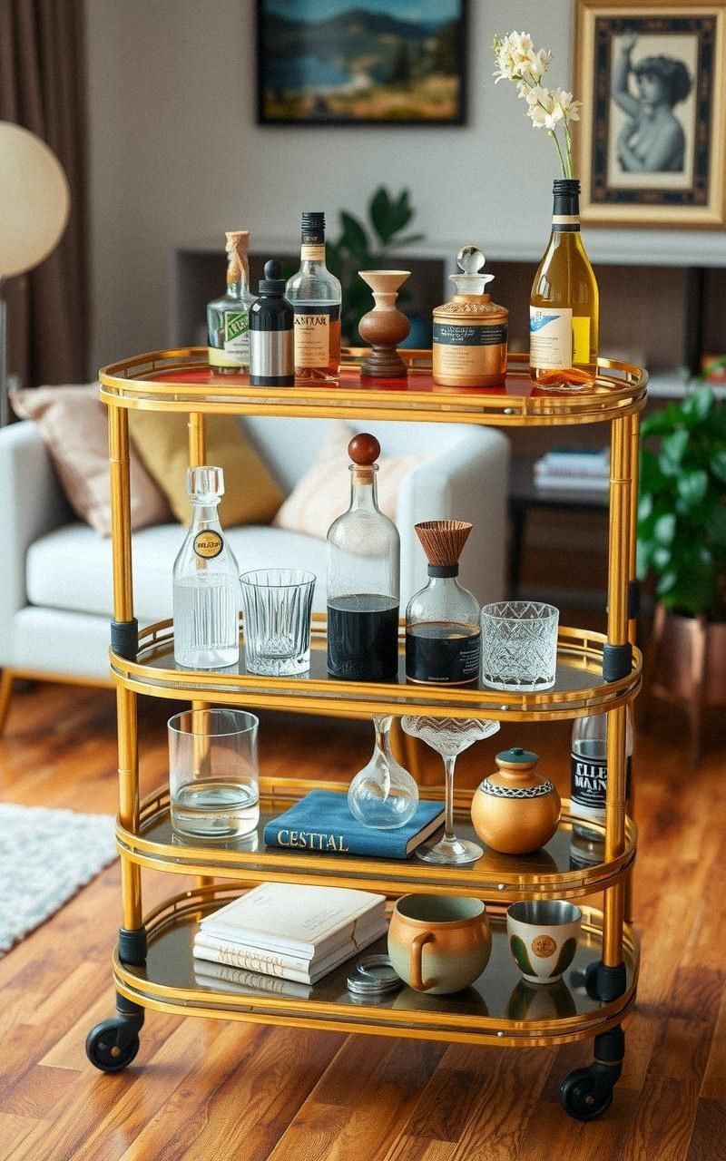 Vintage Cocktail Cart For Mobility