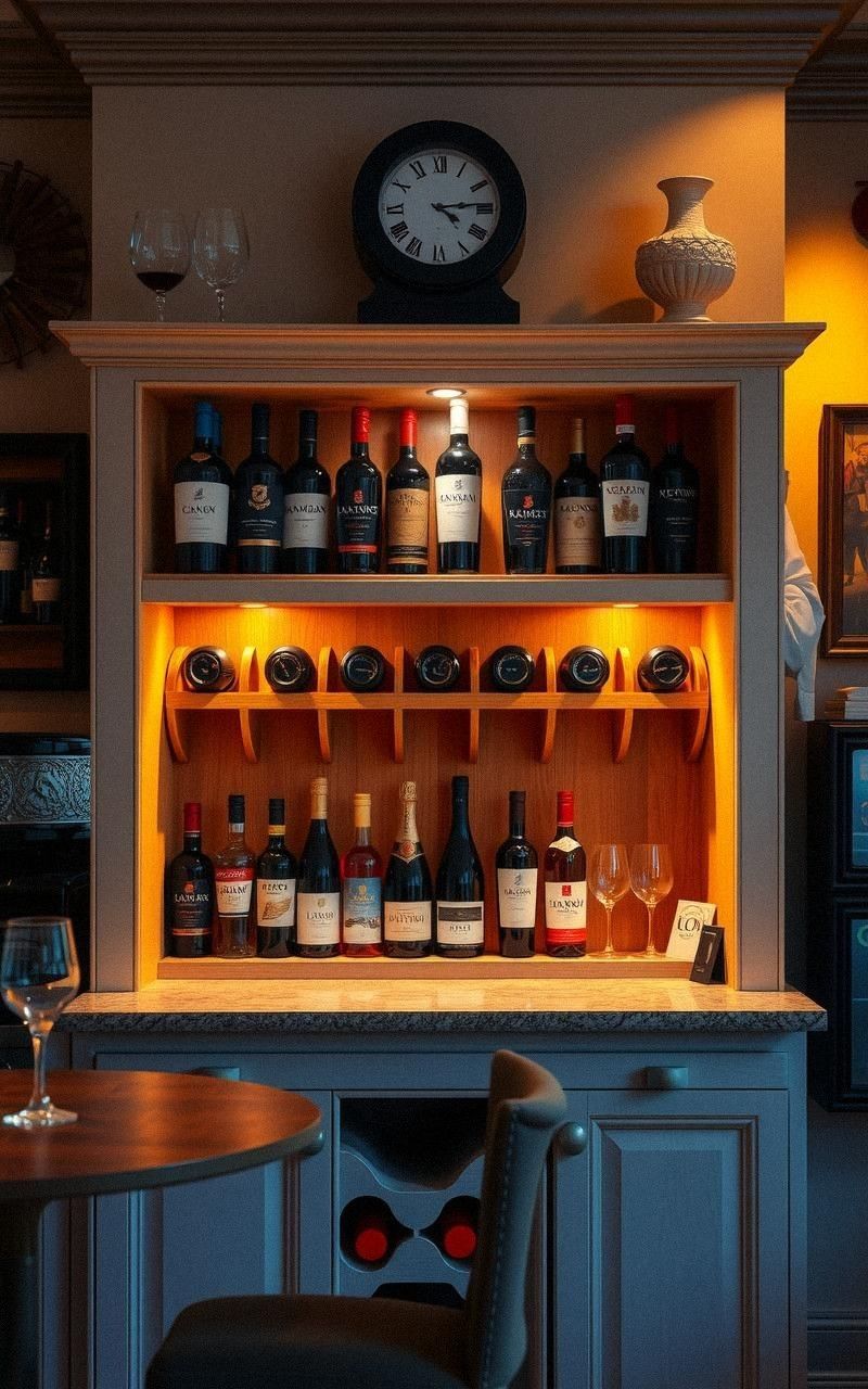 Wine Rack Integrated Into Bar Design