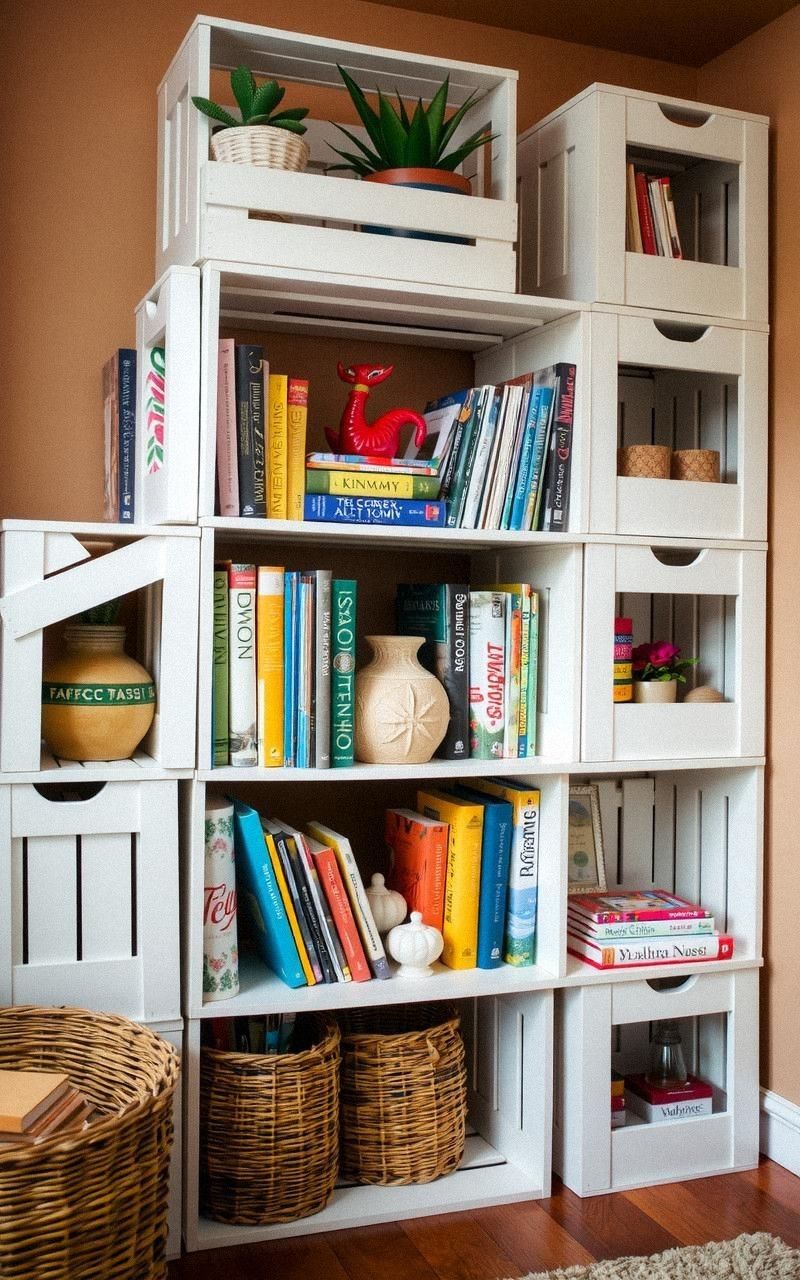 Make a Bookshelf From Reclaimed Wooden Crates