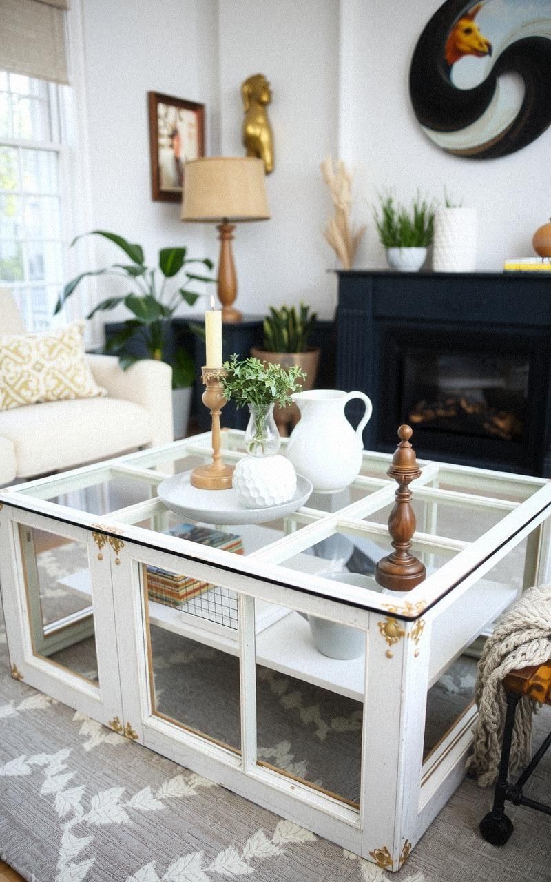 Use Old Windows to Build a Decorative Coffee Table