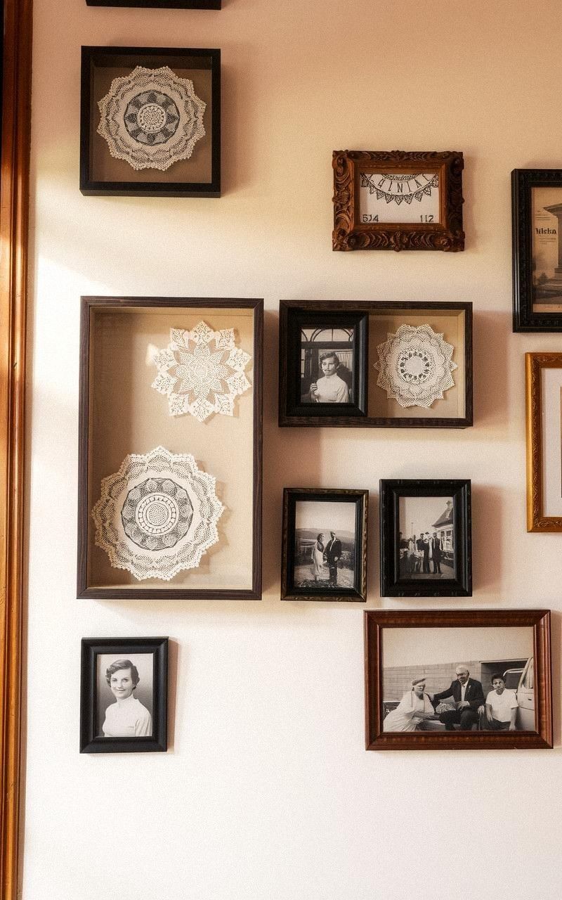 Blend Vintage Lace Doilies With Framed Art