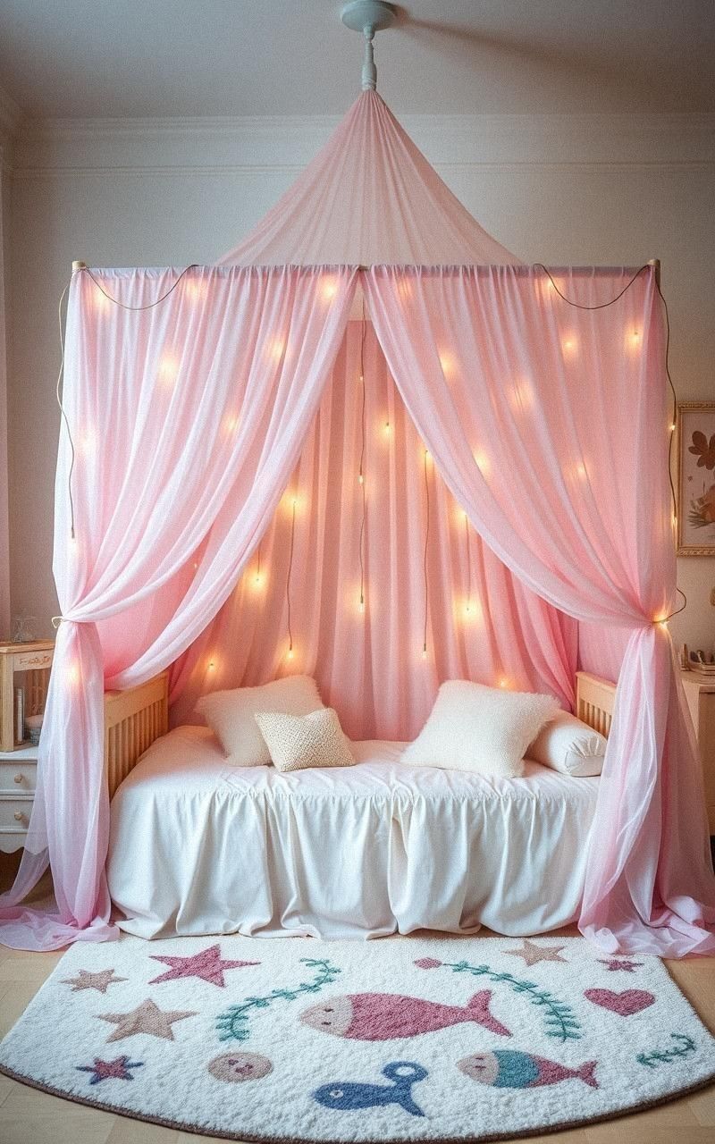 Colorful Canopy Beds with Drapes
