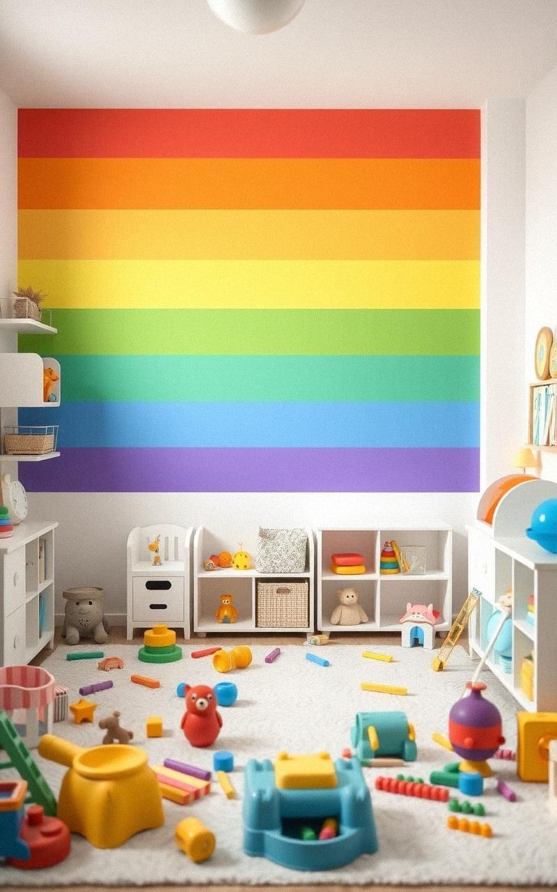 Rainbow-Themed Accent Walls