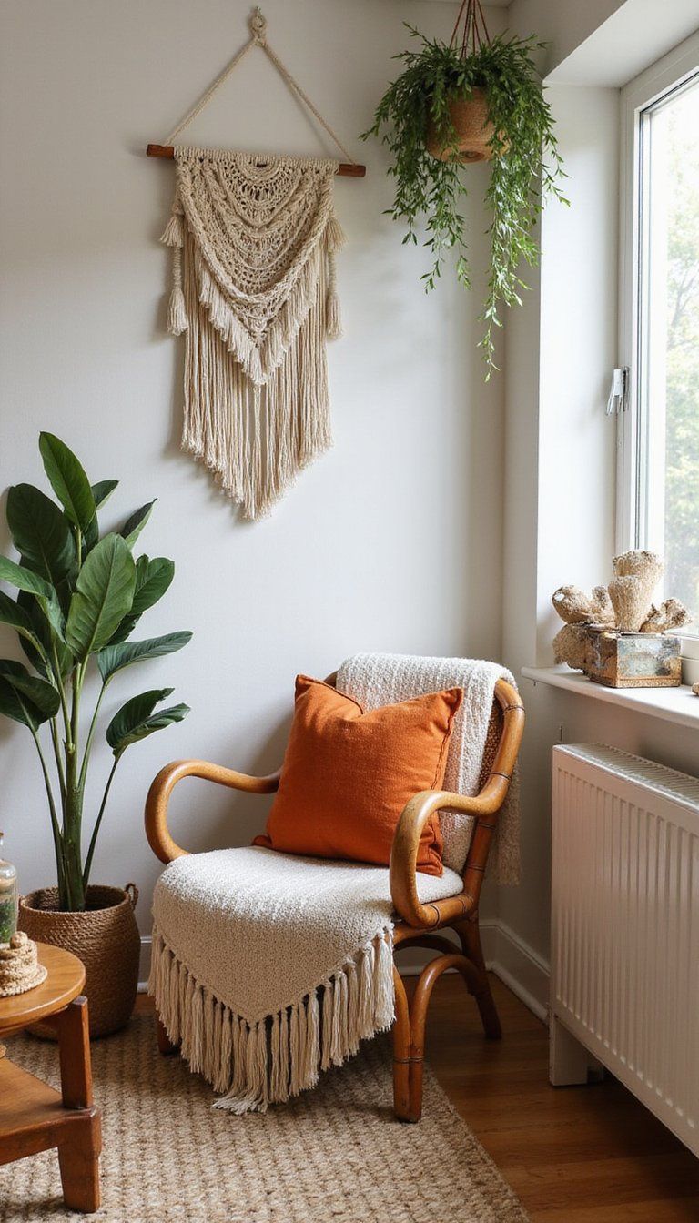 Boho Fringe Chair With Layered Macramé Accents