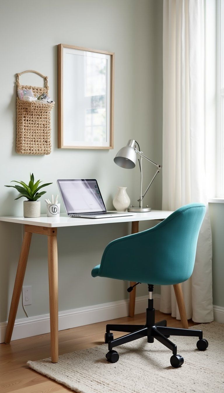 Compact Swivel Chair In a Colorful Home Office
