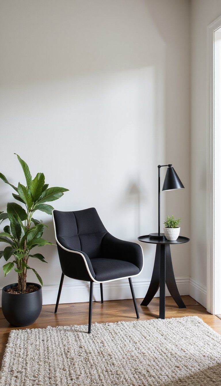 High-Contrast Black And White Accent Chair Corner
