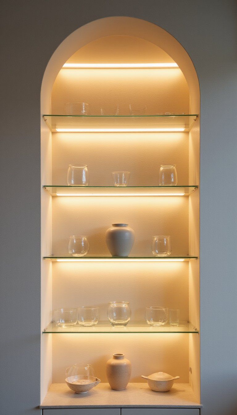 Backlit Glass Shelves For A Soft Glow