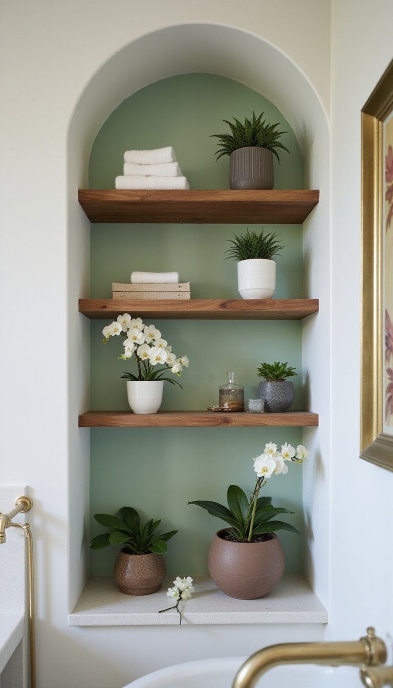 Botanical Shelf Niche For Bathroom Greenery Display